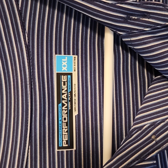 NWOT ROUNDTREE & YORKE PERFORMANCE POLO SHIRT BLUE BLACK WHITE STRIPES 2XB - Picture 3 of 6